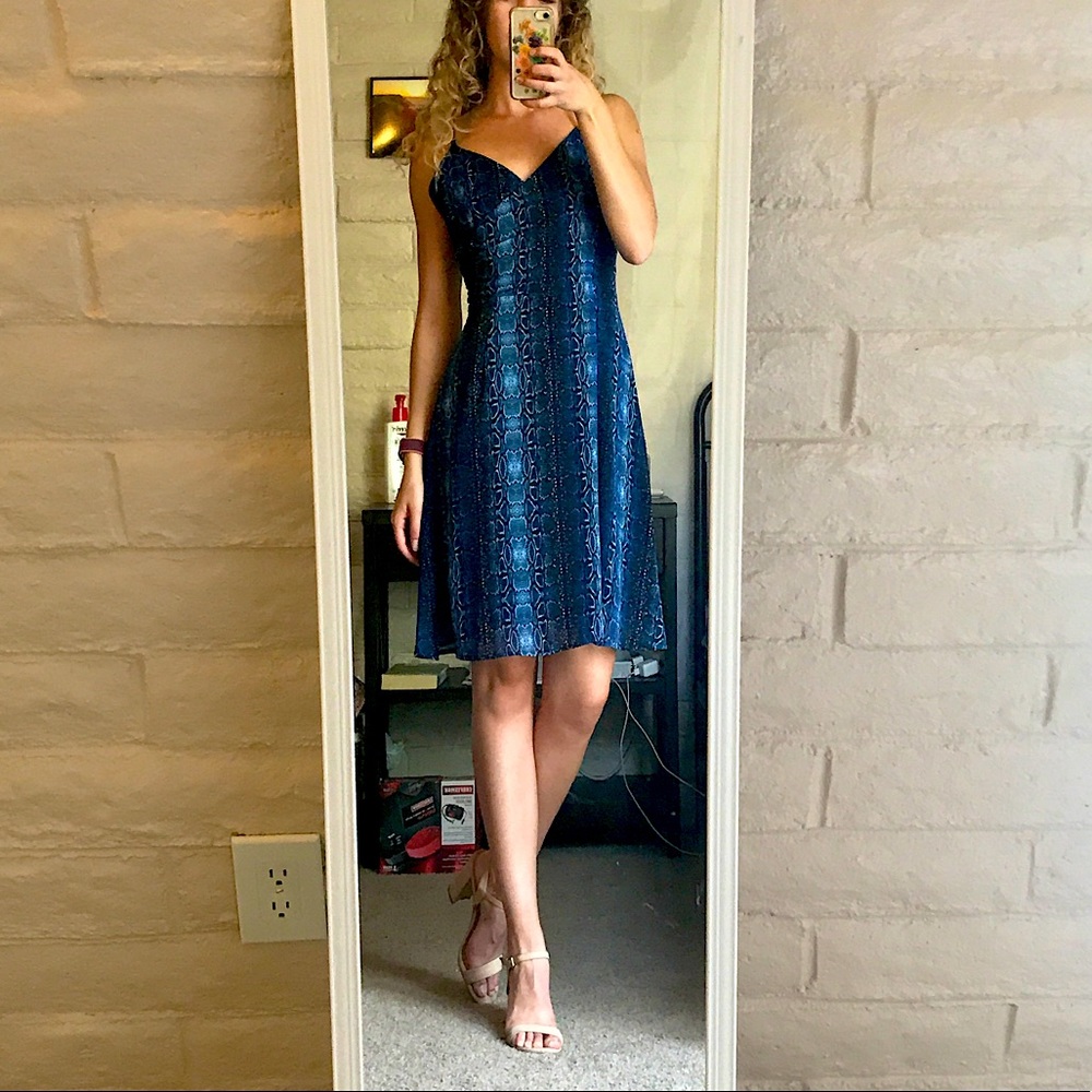 Piperlime Blue Snake Skin Dress